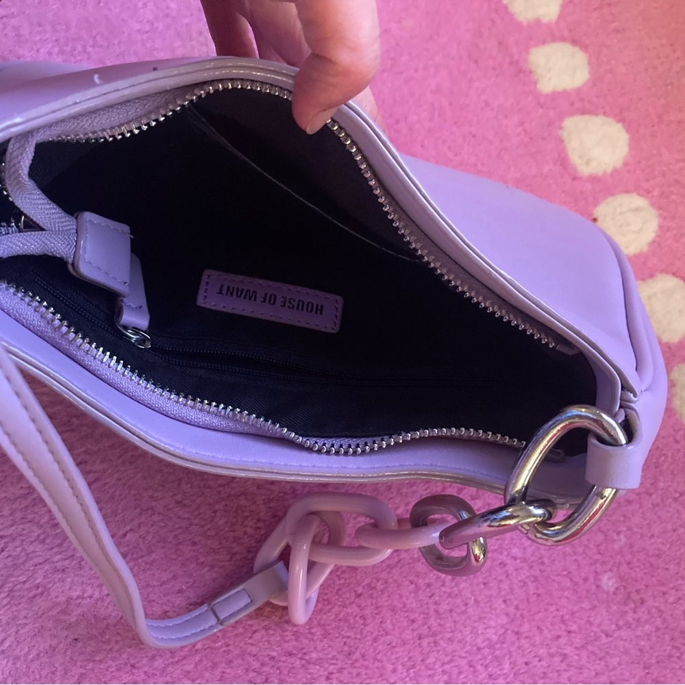 House Of Want Light Purple Shoulder Bag/Silver/Pink Large Chain Strap Y2K Style - Picture 2 of 3